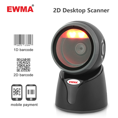 USB Desktop Barcode Scanner Wireless Kiosk 2D Omnidirectional Bar QR Code Reader CMOS Light Source for Scanning Stock Product