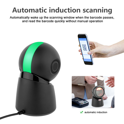 USB Desktop Barcode Scanner Wireless Kiosk 2D Omnidirectional Bar QR Code Reader CMOS Light Source for Scanning Stock Product