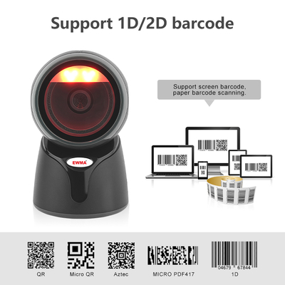 USB Desktop Barcode Scanner Wireless Kiosk 2D Omnidirectional Bar QR Code Reader CMOS Light Source for Scanning Stock Product